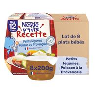 Nestlé - P'tite Recette Petits légumes, Poisson à la Provençale - Repas Bébé12 Mois et + - Alimentation Bébé Complète - A base de Poisson - Cuisine Française - Fabriqué dans les Vosges - 2x200g