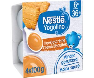 Nestlé Yogolino Crème Biscuitée Moins Sucré Bébés 6-36 Mois Pots 4x100g