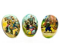 Nestler Lot de 3 grands œufs de Pâques à remplir - Œufs faits à la main en carton de différentes tailles - Magnifique motif de fête - Cadeau de Pâques aimant (18 cm)