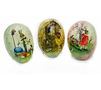 Nestler Lot de 3 œufs de Pâques à remplir - Taille : 15 cm - Œufs faits à la main en carton de différentes tailles - Motif vintage II - Cadeau de Pâques aimant (15 cm)