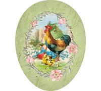 Nestler Œufs de Pâques XL à remplir - 25 cm - Œufs faits à la main en carton avec motif de bonheur, coq - Cadeau de Pâques