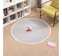 Nestoly Cat Rug,Premium Cotton Rope Area Rug for Cats,Washable Round Vintage Reversible Woven Tassel Rugs,Soft and Stylish Home Accen,Easy Clean,Multiple Sizes (Gray, 18in)