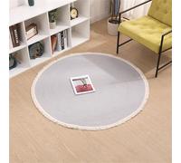 Nestoly Cat Rug,Premium Cotton Rope Area Rug for Cats,Washable Round Vintage Reversible Woven Tassel Rug,Wear-Resistant and Scratch-Resistant,Soft and Stylish Home Accent,Multiple Sizes (B, 24in)