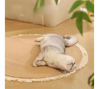 Nestoly Cotton Rope Area Rug for Cats, Premium Cotton Rope Area Rug for Cats, Washable Round Vintage Reversible Woven Tassel Rugs,Easy to Clean (Gray,80cm)