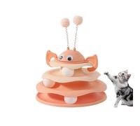 Nestoly Interactive 3-Layer Cat Toy Tower, with Rotating Bee and Rolling Balls, 3 Levels for Chase for Indoor Cats to Stay Active and Exercise Self-Play Activity Toy (Pink)