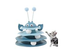 Nestoly Interactive 3-Layer Cat Toy Tower, with Rotating Bee and Rolling Balls, 3 Levels for Chase for Indoor Cats to Stay Active and Exercise Self-Play Activity Toy (Blue)