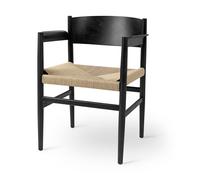 Nestor Chaise de Table à Manger M. Accoudoirs Hêtre Noir/Fil de Papier