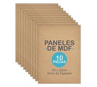 NESTQ - Panneaux MDF de 3 mm - Panneaux en bois - Dimensions : 20 x 30 cm - Lattes en bois 10 unités pour découpe laser et pyrogravure