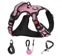 NESTROAD Harnais Chien Veste Anti-Traction avec Longe, Rose Taille S | Reflétant, ajustable sans étouffement pour promenade & entraînement, tour de cou 28-38 cm, tour de poitrine 38-53 cm