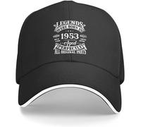 NESYUFF Casquette de Baseball Snapback 69e Anniversaire T-Shirt Légendes Vintage Né en 1953 69 Ans Casquette de Baseball Chapeau pour Enfants Chapeau de Golf Homme Baseball pour Hommes Femmes