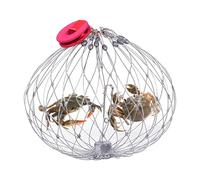 NET COULEUR ACIER - Piège pour l'automatique, panier de crabe pliable | Conception de cage pliante en acier inoxydable, dispositif d'acquisition portable et durable pour granc
