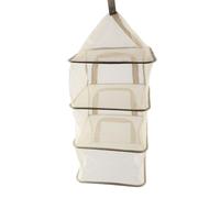 Net de Séchage à Suspension Multifonctionnel, Tissu en Filet et Cadre en Fil d'acier, Panier de Rangement à Quatre Couches avec Étagères de Séchage pour la Vaisselle de Séchage (Beige)