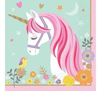 NET TOYS 16 Magnifiques Serviettes Licorne - 33x33cm - Ravissante déco de Table Serviettes en Papier Unicorn pour Filles - Idéal pour goûter d'anniversaire & fête d'enfants