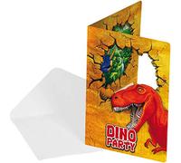 NET TOYS 6 Superbes Cartes d'invitation Dinosaure avec enveloppes - 15x10cm - Articles de fête Animal Carton d'invitation Dinosaure - Exactement ce qu'il Faut pour Anniversaire & fête d'enfants