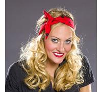 NET TOYS Bandeau pour Cheveux des années 50 - Rouge et Noir | Ruban de Cheveux Rockabilly | Accessoire tête à Pois | Coiffe pointée Rockabella