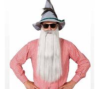 NET TOYS Barbe Top Longue barbiche Blanche-Grise Faux Collier pour Homme Bavière Oktoberfest barbiche Merlin Barbe de Magicien enchanteur postiche de déguisement Carnaval Accessoires