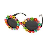 NET TOYS Belles Lunettes Hippie avec Fleurs colorées - Adorable Accessoire de Costume Femme Lunettes de Soleil Flower Power pour Adulte - Exactement ce qu'il Faut pour fête costumée & soirée d'été