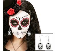 NET TOYS Boucles d'oreilles crâne camée | Boucles d'oreilles Halloween | Bijoux fête des Morts | Boucles d'oreilles Jour des Morts Mexicain