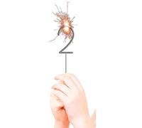NET TOYS Bougie Magique Universelle avec Chiffre 2 - Argenté 16,5 cm - Décoration étincelante pour fête Bougies pour gâteau - Convient Parfaitement pour baptême & jubilé