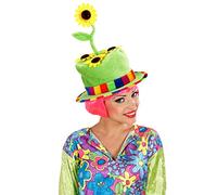 NET TOYS Chapeau de Jardinier drôle avec Tournesol - Vert - Couvre-Chef Insolite Unisexe Chapeau de Clown avec Tournesol - Convient Parfaitement pour Carnaval de Rue & Festival de Musique