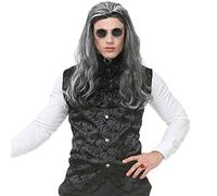 NET TOYS Gilet Gothique avec Jabot pour Homme - Noir-Gris S/M (FR 48/50) - Déguisement Extravagant d'homme avec col à Volants Vampire - Convient Parfaitement pour Halloween & soirée déguisée