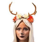 NET TOYS Jolis Bois de cerf avec Fleurs en Tissu | Marron | Ravissant Bijou de tête pour Femme biche | Le Point Fort au Carnaval & marché de Noël