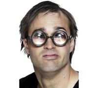 NET TOYS Lunettes Geek Nerd Noires Lunettes de Geek Lunettes de déguisement Lunettes d'idiot Lunettes grossissantes Lunettes Beta Lunettes de Docteur