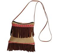 NET TOYS Magnifique Sac d'Indienne au Look Daim - Marron 19 x 20 cm - Accessoire de déguisement Cool pour Femme Western Girl - Convient Parfaitement pour Carnaval & soirée déguisée