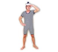 NET TOYS Maillot de Bain rayé Homme Tenue de Bain rétro Bleu et Blanc S 46/48 Mode balnéaire Homme Nostalgie Costume pour Nager à Lignes vêtements Hommes Cirque altérophile Mascarade années 20 30