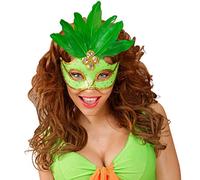 NET TOYS Masque de Carnaval brésilien avec Plumes - Vert - Masque aux Finitions soignées vénitien avec Plumes - Le Point Fort du Carnaval & Bal masqué
