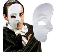 NET TOYS Masque de fantôme Masque Demi Visage Blanc Loup fantôme de l'opéra Masque de Carnaval moitié de Visage Accessoire Bal masqué, Accessoires déguisement