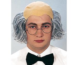 NET TOYS Perruque Papi Professeur Chauve avec Cheveux Perruque de Chauve Einstein Vieil Homme Perruque d'Einstein Perruque de Professeur calvitie avec Cheveux