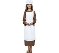 NET TOYS Set de déguisement servante du Moyen Âge pour Enfant Blanc - Costume de servante - Coiffe de servante - Costume médiéval - Femme de ménage - Paysanne - Domestique - Tablier et Bonnet