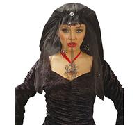 NET TOYS Voile Veuve Noire Halloween Carnaval araignées Voile avec araignées Voile de sorcière sorcières Voile de deuil Carnaval