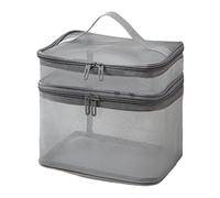Net Trousse de Maquillage en de Nylon avec Double Couche | Trousse de Maquillage spacieuse pour Femme, Gris, Voir la Description, Voir Description