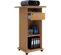 Neta étagère de bureau support pour projecteur 1 tiroir 2 tablettes hêtre décor.