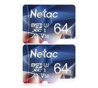 Netac 2 Paquets 64Go Carte Mémoire Micro SDHC A1, U3, UHS-I，C10, V30 Vitesse Jusqu'à 100/30 Mo/Sec (R/W) pour Smartphone, Appareil Photo, Switch, Gopro, Tablette，Drones