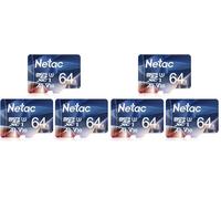 Netac 6 Paquets 64Go Carte Mémoire Micro SDHC A1, U3, UHS-I，C10, V30 Vitesse Jusqu'à 100/30 Mo/Sec (R/W) pour Smartphone, Appareil Photo, Switch, Gopro, Tablette，Drones