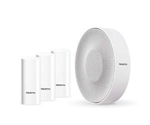 Netatmo Pack Accessoires de la Caméra Intérieure: Sirène Intérieure Intelligente + Détecteurs d'Ouverture Intelligents, sans Fil, 110 DB, Détection des Vibrations