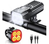 NetBoat Ensemble Lumière Vélo, Rechargeable Avant et Arrière,Phare de Vélo 1000 Lumens Vrès Lumineux avec 2 LEDs 2400 mAh IPX5
