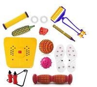 NETCLUB Kit d'outils de massage d'acupression avec rouleau de massage magnétique, semelle de chaussure, rouleau de pied en bois pour soulager le stress et la douleur, mini kit de massage des doigts