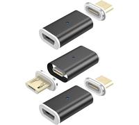 Netdot 10Th Génération Adaptateur Magnétique,Chargement Rapide Et Transfert De Données Pour Micro Usb Smartphones Samsung S7 /6/5, Lg, Nokia, Et Plus(3 Pack Noir)[L3632]