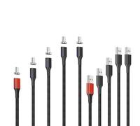 Netdot Gen10 Usb-C Câble De Charge Rapide Magnétique Tressé En Nylon Avec Del Latérale Compatible Avec Dispositif Type-C (5 Pack,0.3M Rouge /1M/1.5M/2M/2M Noir)