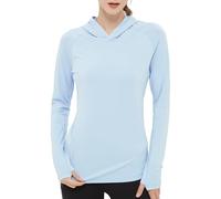 netdraw Sweat à capuche en bambou ultra doux pour femme - Protection solaire UPF 50+ - Manches longues - Léger - Pour la pêche et la randonnée, bleu ciel, Medium