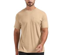 netdraw T-shirt à poche en viscose de bambou ultra doux pour homme, coupe classique, léger et rafraîchissant à manches courtes, peau, Taille 3XL