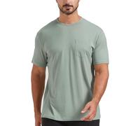 netdraw T-shirt en coton ultra doux avec poche en bambou pour homme, coupe classique, léger, rafraîchissant, manches courtes, décontracté, basique, sauge, Taille XL