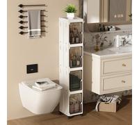 NETEL Boite Rangement Plastique，Meuble salle de bain,Colonne salle de bain，Meuble de Rangement,pour Salon, Cellier, Cuisine, Interstice du réfrigérateur,Style Moderne,22 x 25.5 x 126 cm,Blanc