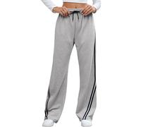 Neteson Pantalon Jogging Femme en Coton Pantalon de Sport Large Taille Haute Pantalon de Survêtement Baggy Taille élastique pour Running Fitness Training