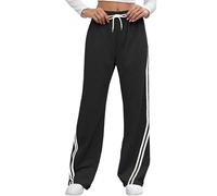 Neteson Pantalon Jogging Femme en Coton Pantalon de Sport Large Taille Haute Pantalon de Survêtement Baggy Taille élastique pour Running Fitness Training