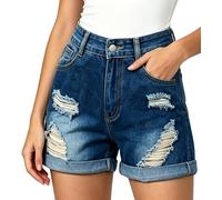 Neteson Short en Jean Femme Short Denim Bermuda Pantalon Court Jeans | Décontracté Été Shorts Déchiré Taille Haute avec Poches